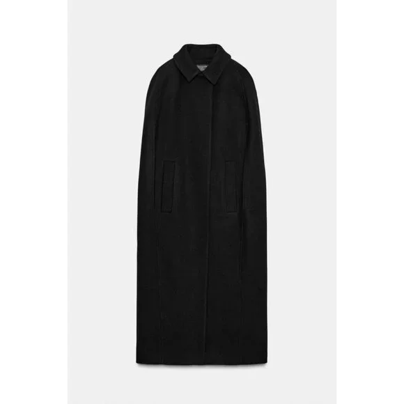 ZARA ZW COLLECTION LIMITED EDITION WOOL BLEND CAPE COAT - Picture 7 of 10